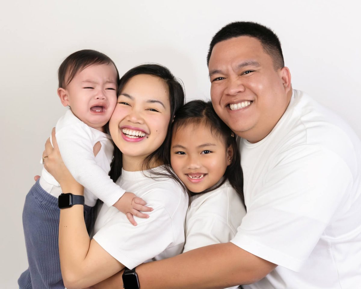 family photography with crying baby